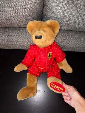 Ferrari SCUDA BEAR 1997 RARE Collectible Brown Teddy Bear in Red Racing Suit